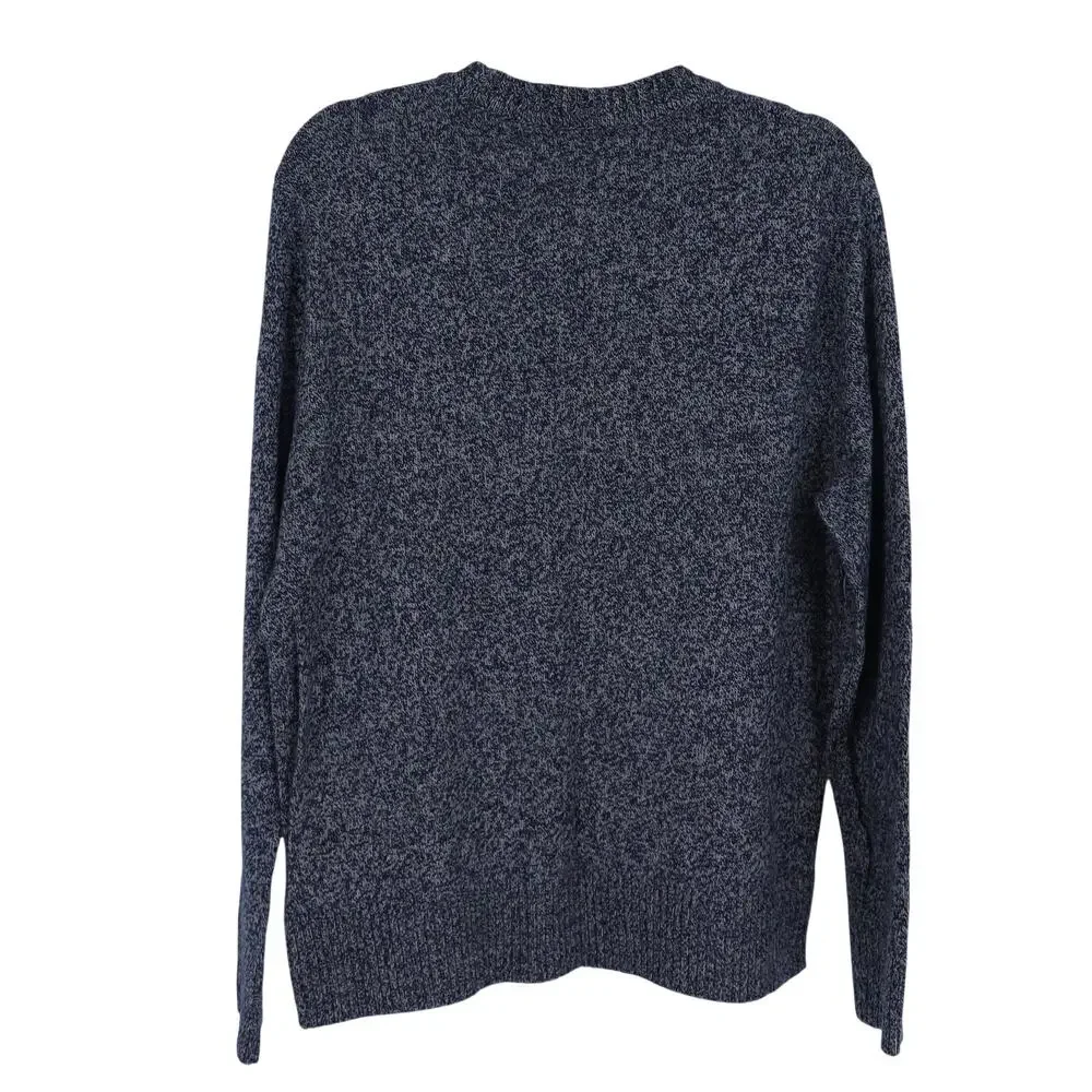 J. Crew Marled Rugged Pullover Sweater Navy Gray Merino Wool Blend Men's L